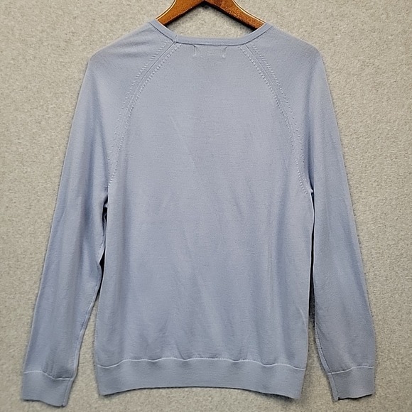NWT Banana Republic Men's Fine 100% Merino Wool Sweater Light Blue LS Sz XL - Picture 3 of 8
